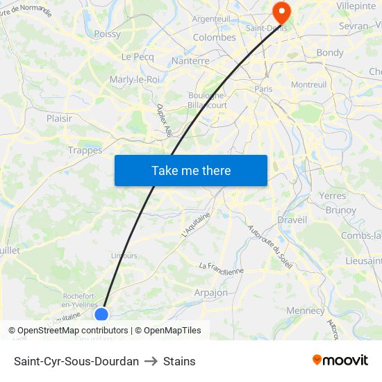 Saint-Cyr-Sous-Dourdan to Stains map