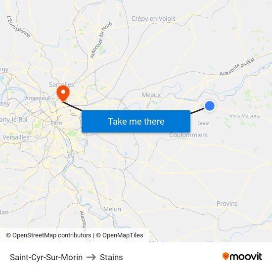 Saint-Cyr-Sur-Morin to Stains map