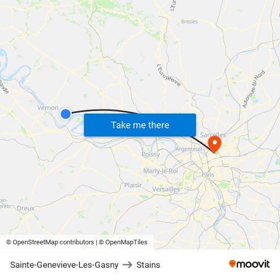 Sainte-Genevieve-Les-Gasny to Stains map