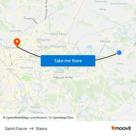 Saint-Fiacre to Stains map