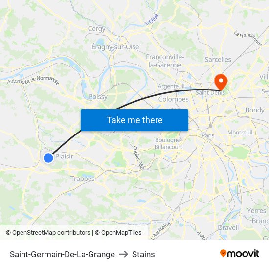 Saint-Germain-De-La-Grange to Stains map