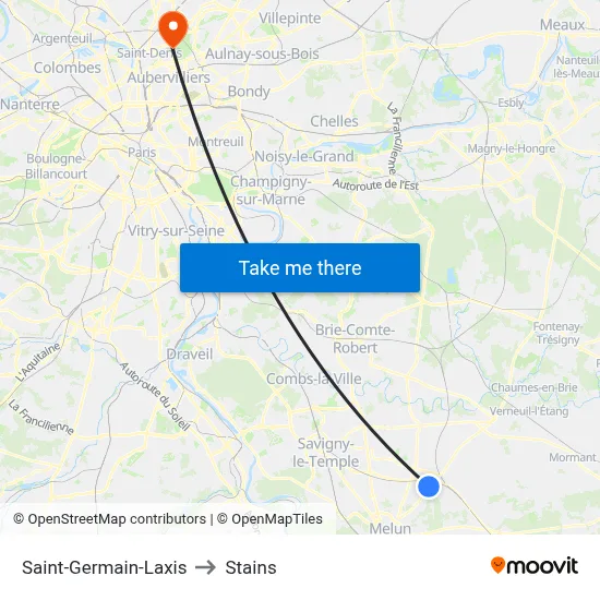 Saint-Germain-Laxis to Stains map