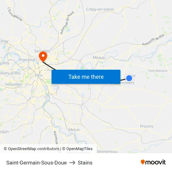 Saint-Germain-Sous-Doue to Stains map