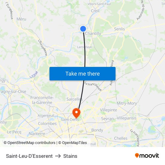 Saint-Leu-D'Esserent to Stains map