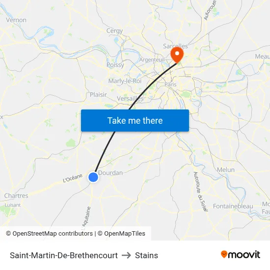 Saint-Martin-De-Brethencourt to Stains map