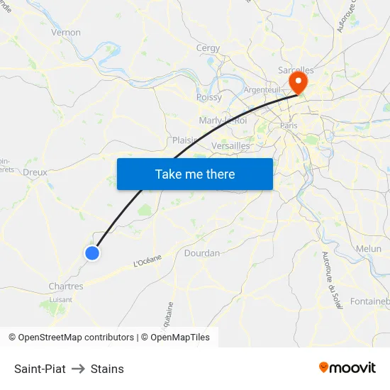 Saint-Piat to Stains map