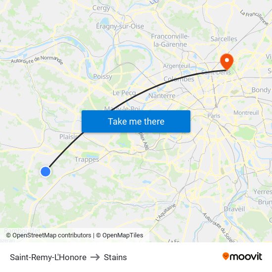 Saint-Remy-L'Honore to Stains map