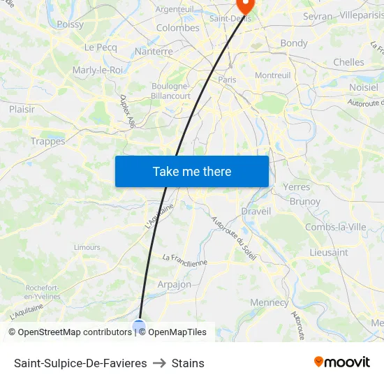 Saint-Sulpice-De-Favieres to Stains map