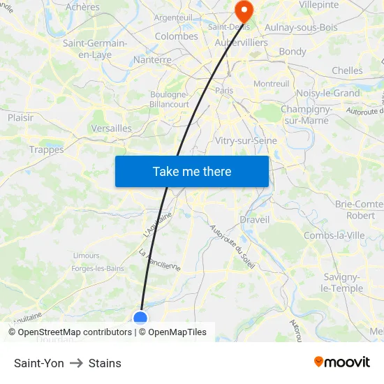 Saint-Yon to Stains map