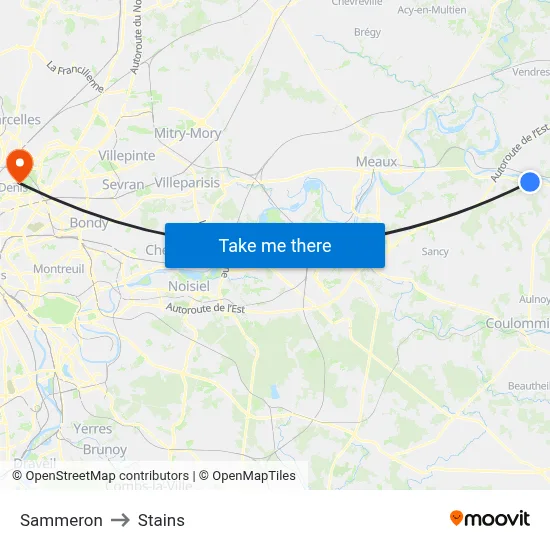 Sammeron to Stains map