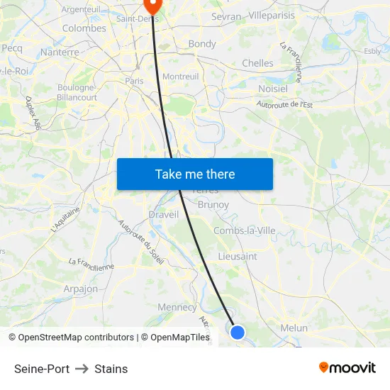 Seine-Port to Stains map