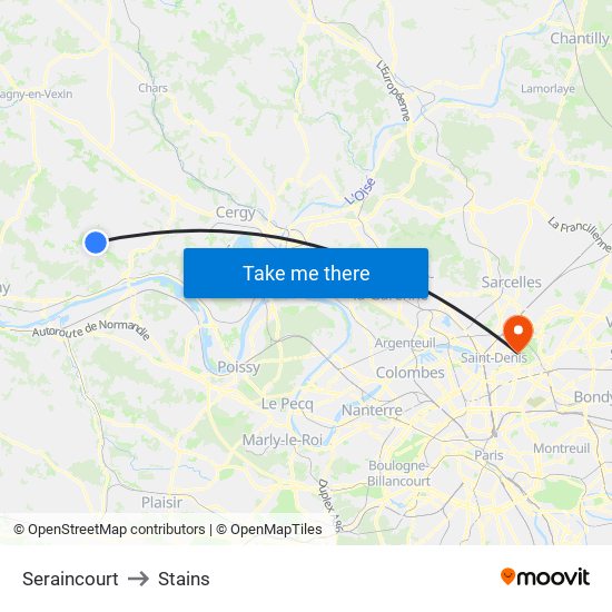 Seraincourt to Stains map