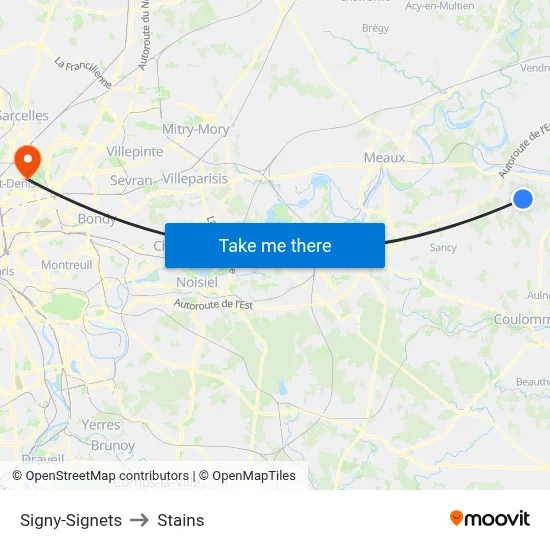 Signy-Signets to Stains map