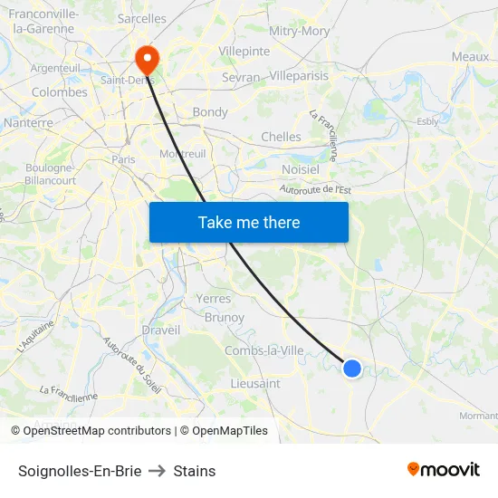 Soignolles-En-Brie to Stains map