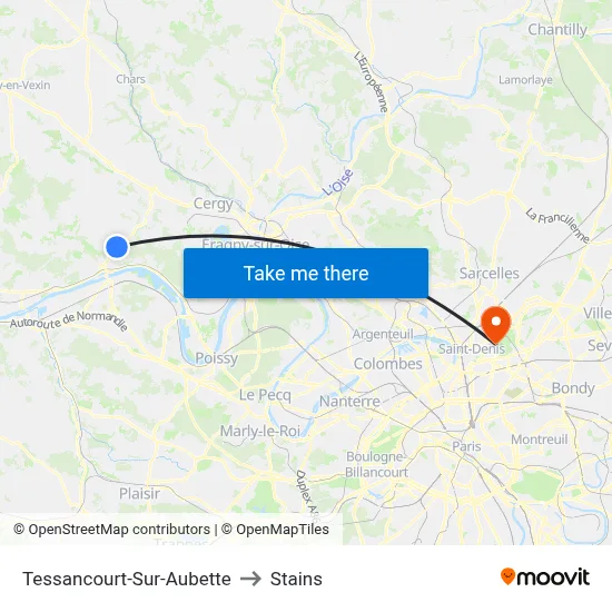 Tessancourt-Sur-Aubette to Stains map