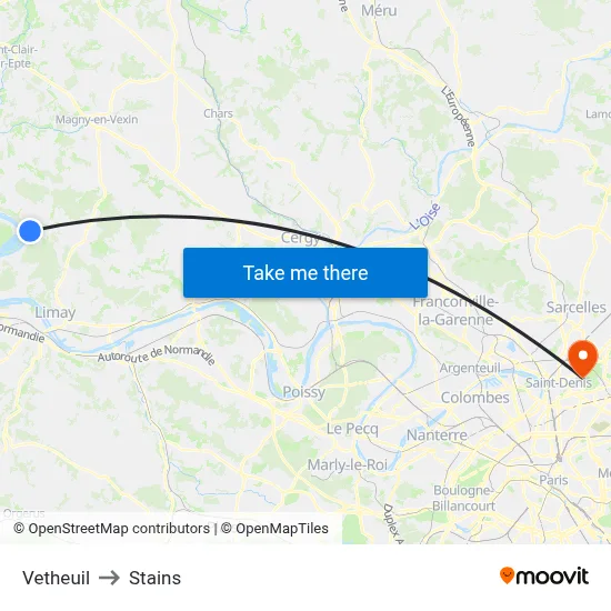 Vetheuil to Stains map