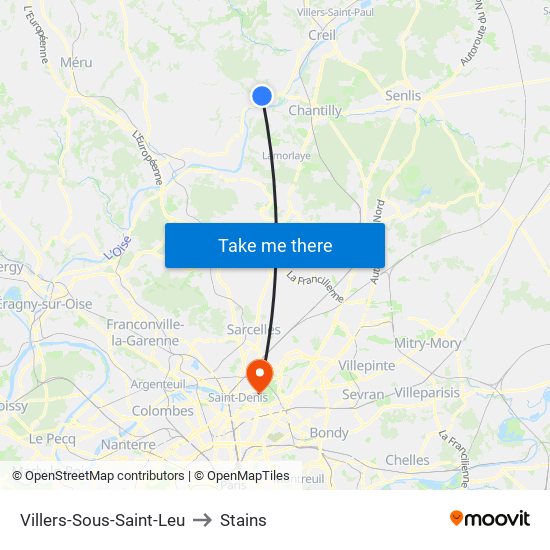 Villers-Sous-Saint-Leu to Stains map