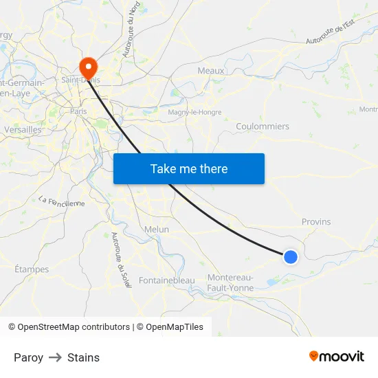 Paroy to Stains map