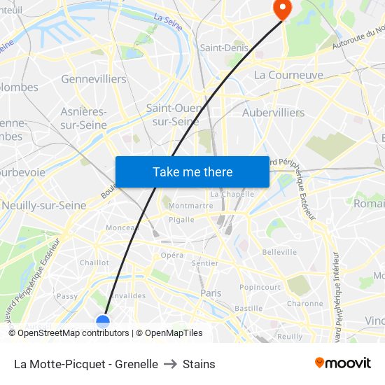 La Motte-Picquet - Grenelle to Stains map