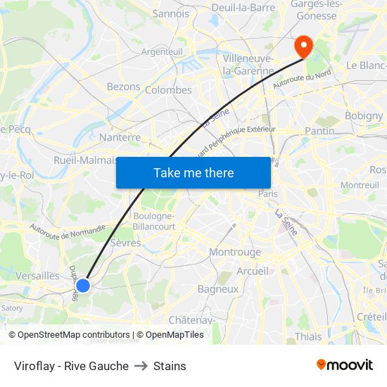 Viroflay - Rive Gauche to Stains map