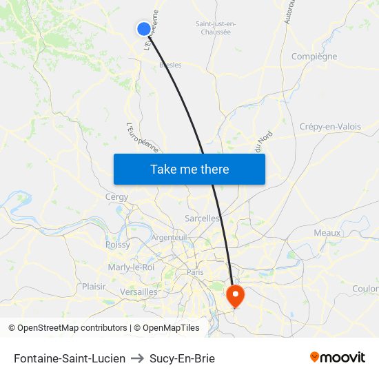 Fontaine-Saint-Lucien to Sucy-En-Brie map