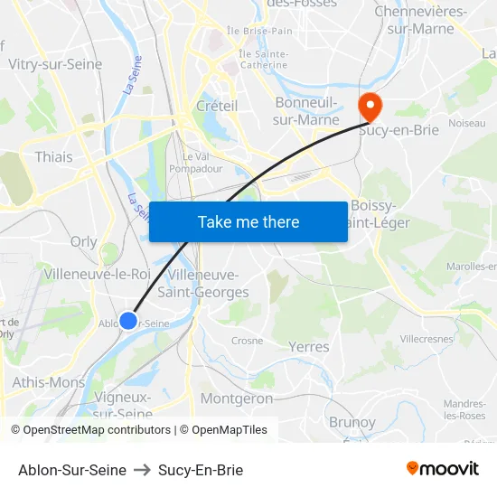 Ablon-Sur-Seine to Sucy-En-Brie map