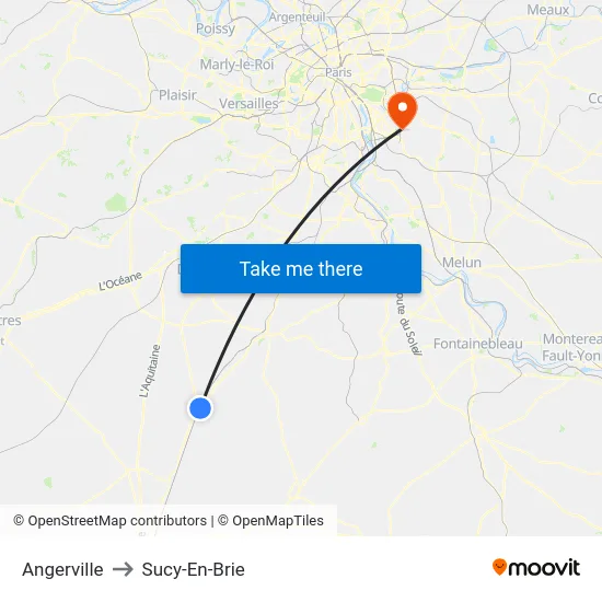 Angerville to Sucy-En-Brie map