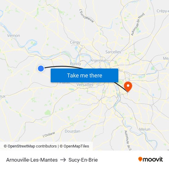 Arnouville-Les-Mantes to Sucy-En-Brie map