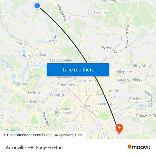 Arronville to Sucy-En-Brie map