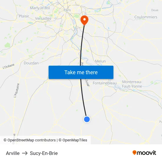 Arville to Sucy-En-Brie map