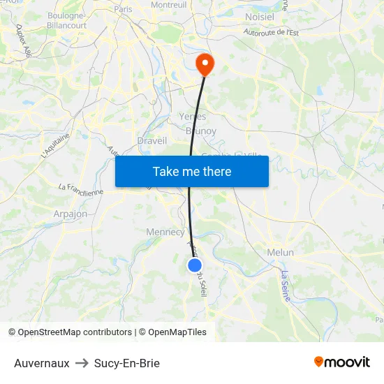 Auvernaux to Sucy-En-Brie map