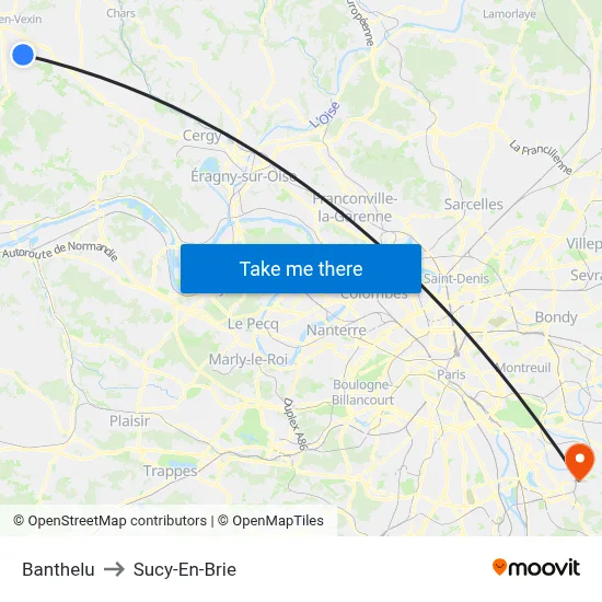 Banthelu to Sucy-En-Brie map