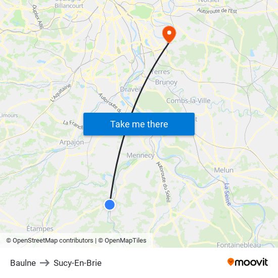 Baulne to Sucy-En-Brie map