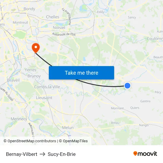 Bernay-Vilbert to Sucy-En-Brie map