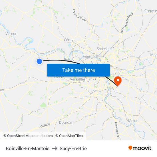 Boinville-En-Mantois to Sucy-En-Brie map