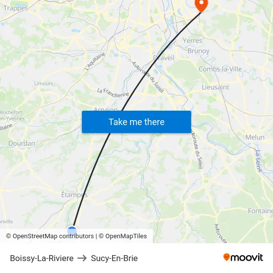 Boissy-La-Riviere to Sucy-En-Brie map