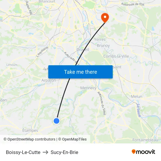 Boissy-Le-Cutte to Sucy-En-Brie map