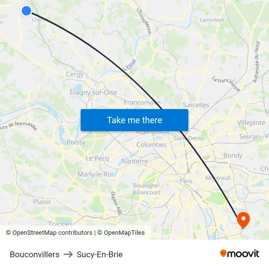 Bouconvillers to Sucy-En-Brie map