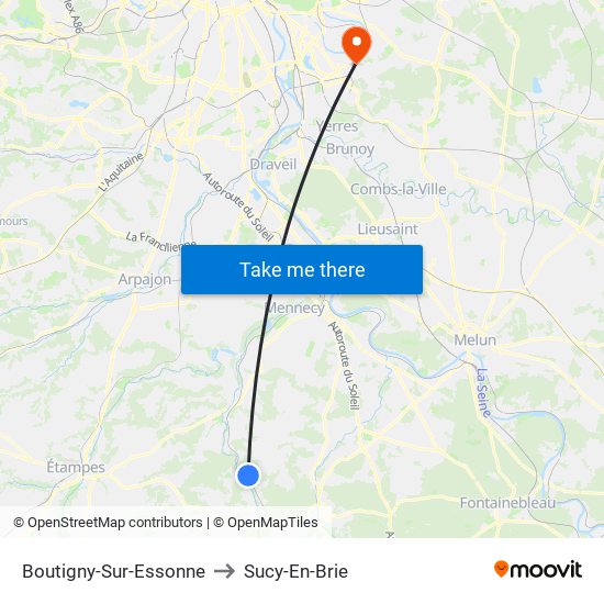 Boutigny-Sur-Essonne to Sucy-En-Brie map