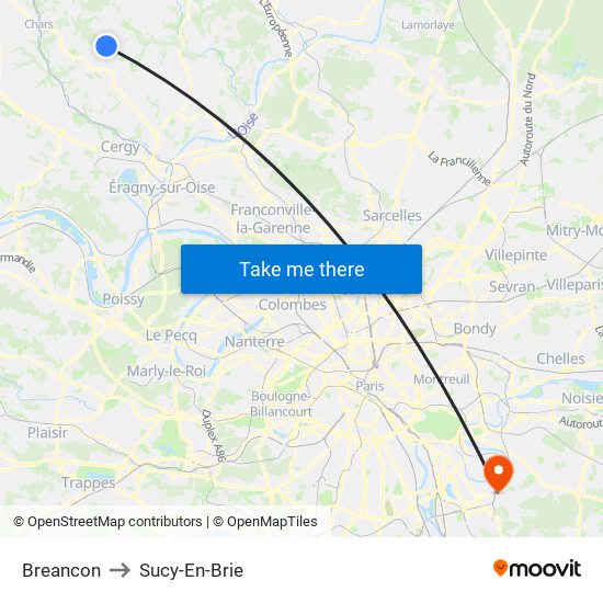 Breancon to Sucy-En-Brie map
