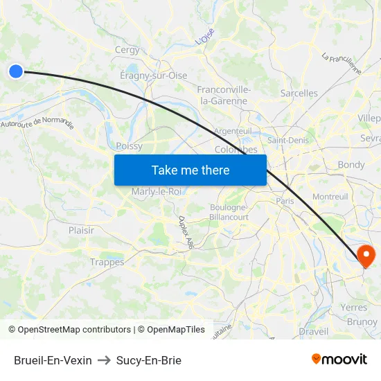 Brueil-En-Vexin to Sucy-En-Brie map