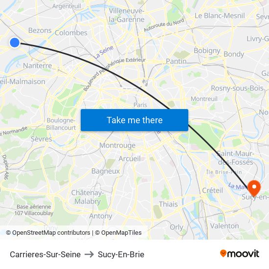 Carrieres-Sur-Seine to Sucy-En-Brie map