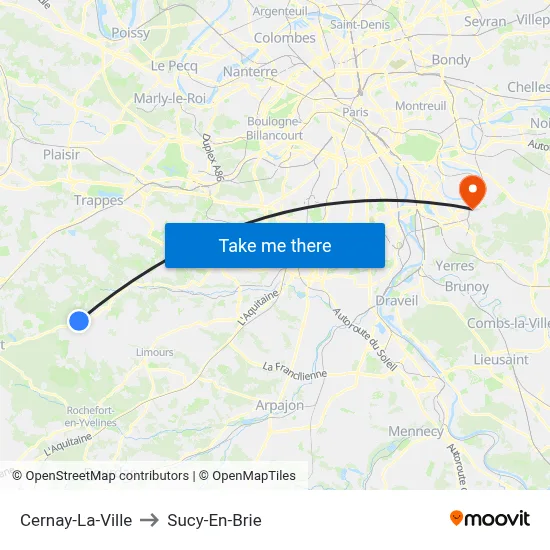 Cernay-La-Ville to Sucy-En-Brie map
