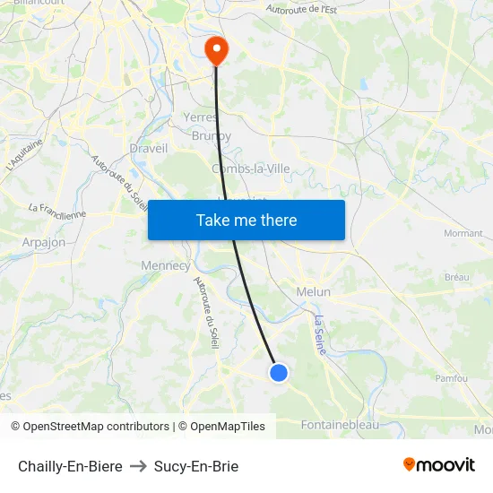Chailly-En-Biere to Sucy-En-Brie map