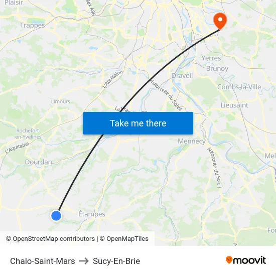 Chalo-Saint-Mars to Sucy-En-Brie map