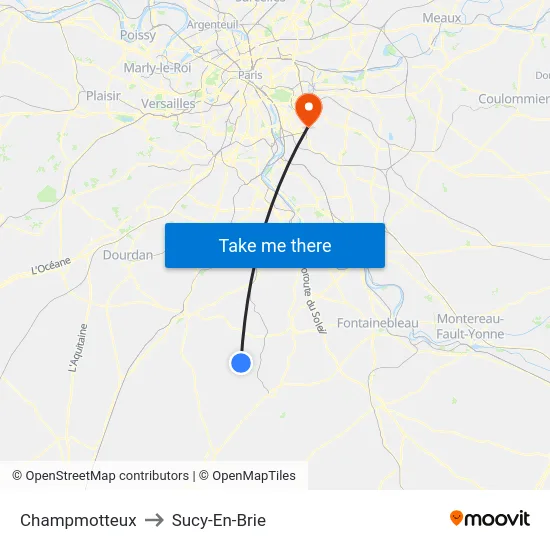 Champmotteux to Sucy-En-Brie map