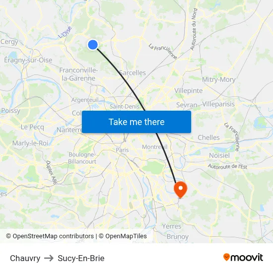 Chauvry to Sucy-En-Brie map