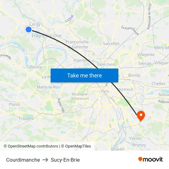 Courdimanche to Sucy-En-Brie map