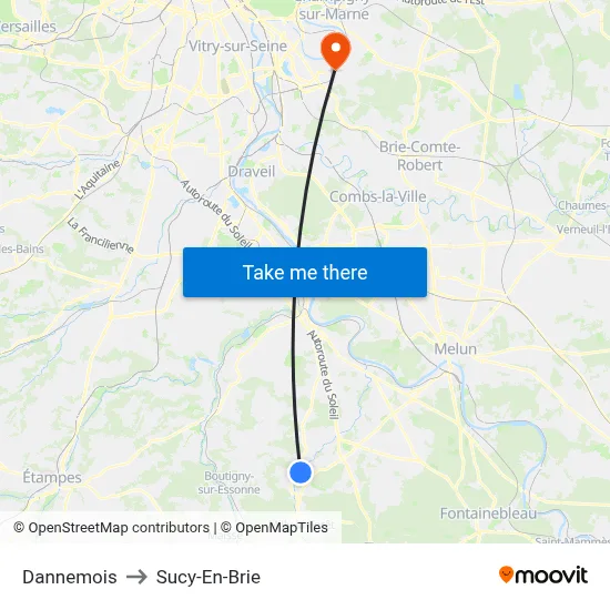 Dannemois to Sucy-En-Brie map
