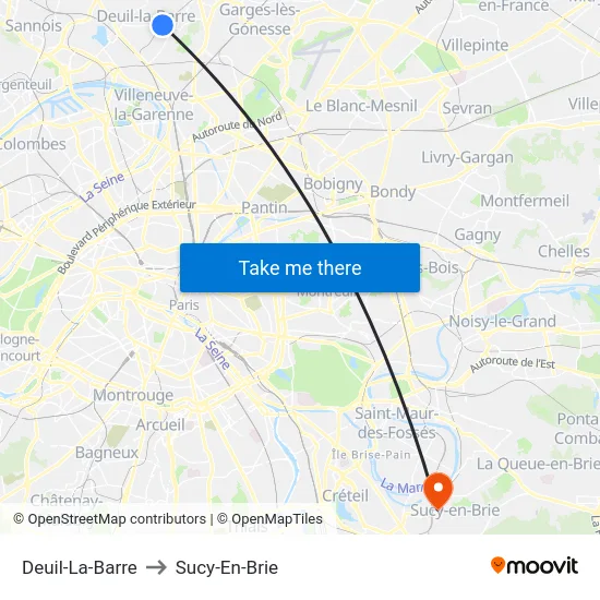 Deuil-La-Barre to Sucy-En-Brie map